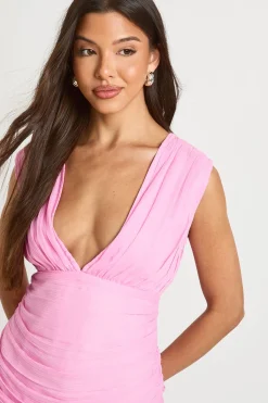 boohoo Robe Mini En Mousseline À Décolleté Plongeant<Femme Toutes Les Robes|Robes Moulantes