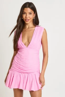 boohoo Robe Mini En Mousseline À Décolleté Plongeant<Femme Toutes Les Robes|Robes Moulantes