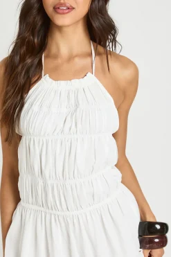 Robe Mini En Mousseline À Fronces Et Col Licou