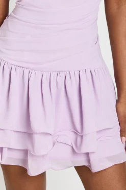Robe Mini En Mousseline Froncée À Ourlet Asymétrique