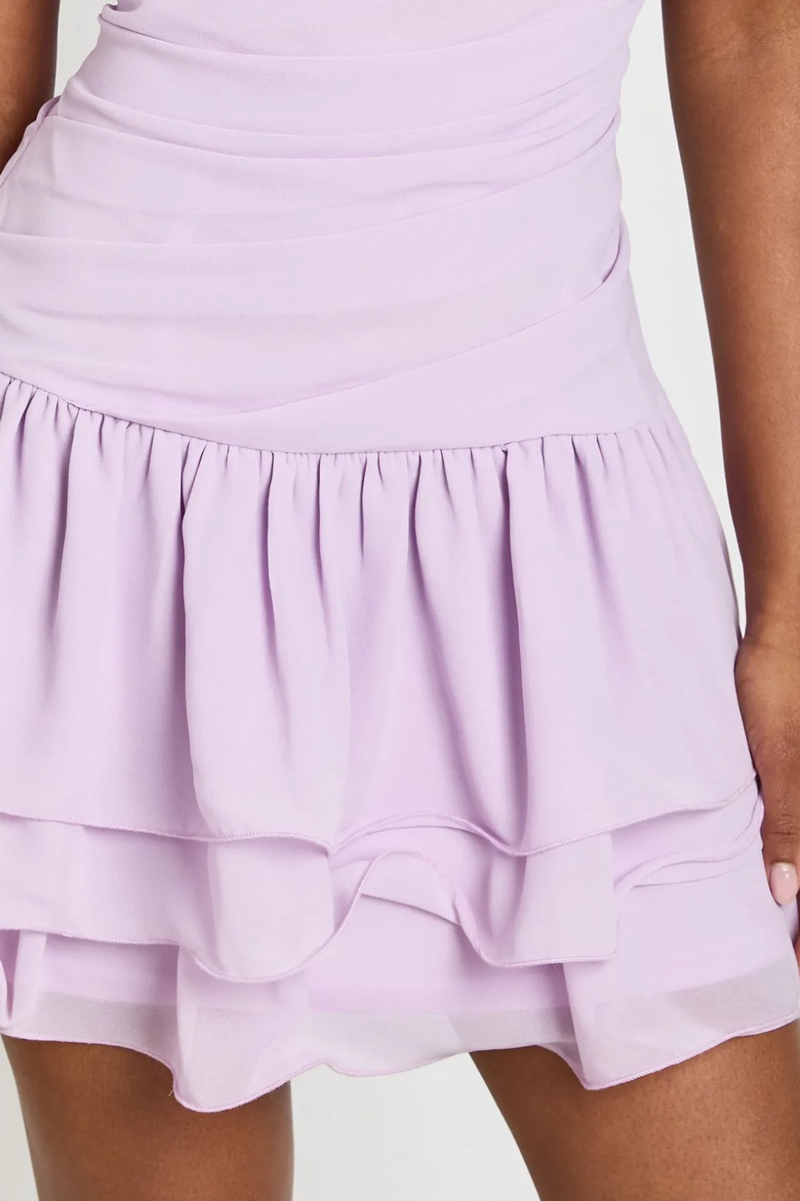 Robe Mini En Mousseline Froncée À Ourlet Asymétrique