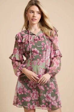 Dorothy Perkins Robe Mini En Mousseline Imprimée À Empiècement À Volants Et Patchwork Floral<Femme Toutes Les Robes|Robes D’Automne