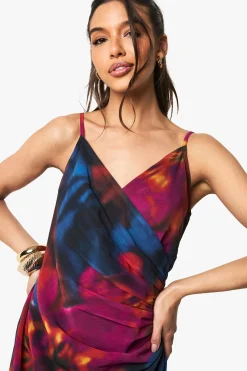 Robe Mini En Mousseline À Imprimé Floral Avec Fronces Latérales