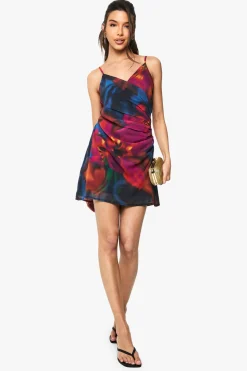 Robe Mini En Mousseline À Imprimé Floral Avec Fronces Latérales