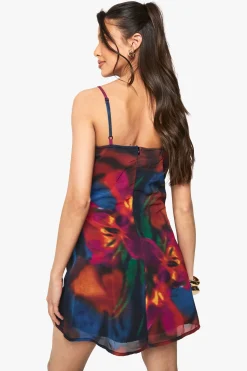 Robe Mini En Mousseline À Imprimé Floral Avec Fronces Latérales