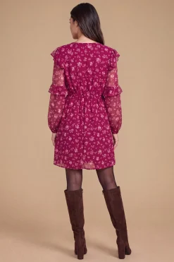 Dorothy Perkins Robe Mini En Mousseline Imprimée À Empiècement À Volants Motif Patchwork Fleuri Petite Taille<Femme Robes|Robes D’Automne