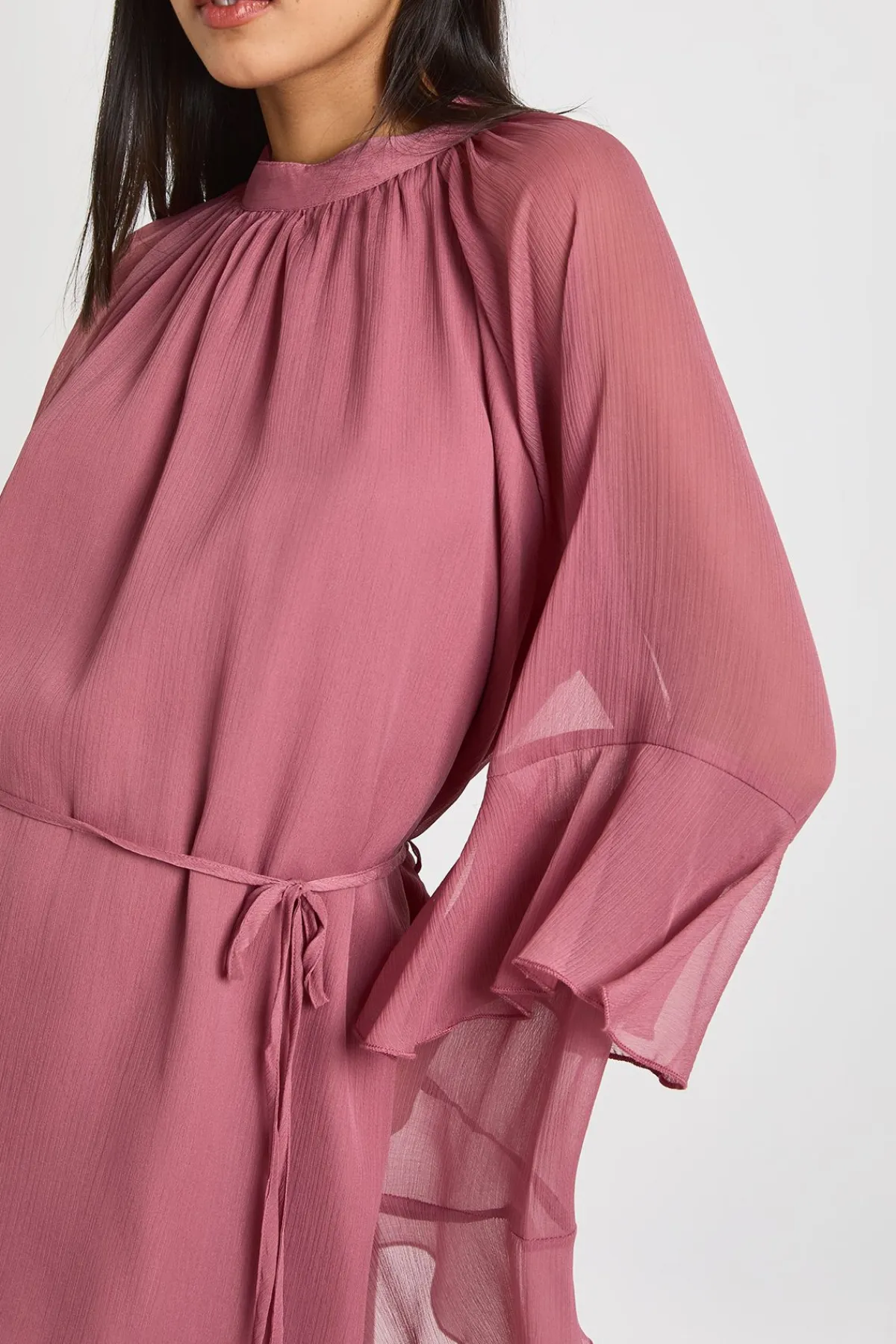 boohoo Robe Mini en Mousseline à Manches Volantées<Femme Robes Patineuses|Robes À Manches Longues