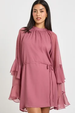boohoo Robe Mini en Mousseline à Manches Volantées<Femme Robes Patineuses|Robes À Manches Longues