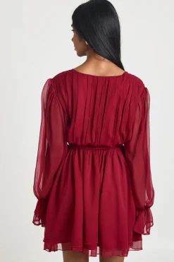 boohoo Robe Mini en Mousseline à Manches Volumineuses et Taille Nouée<Femme Robes Patineuses|Robes À Manches Longues