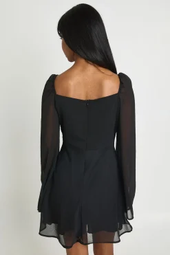 Robe Mini En Mousseline À Manches Évasées