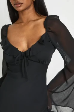 Robe Mini En Mousseline À Manches Évasées