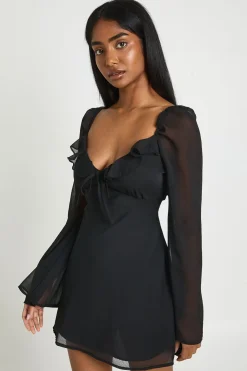 Robe Mini En Mousseline À Manches Évasées