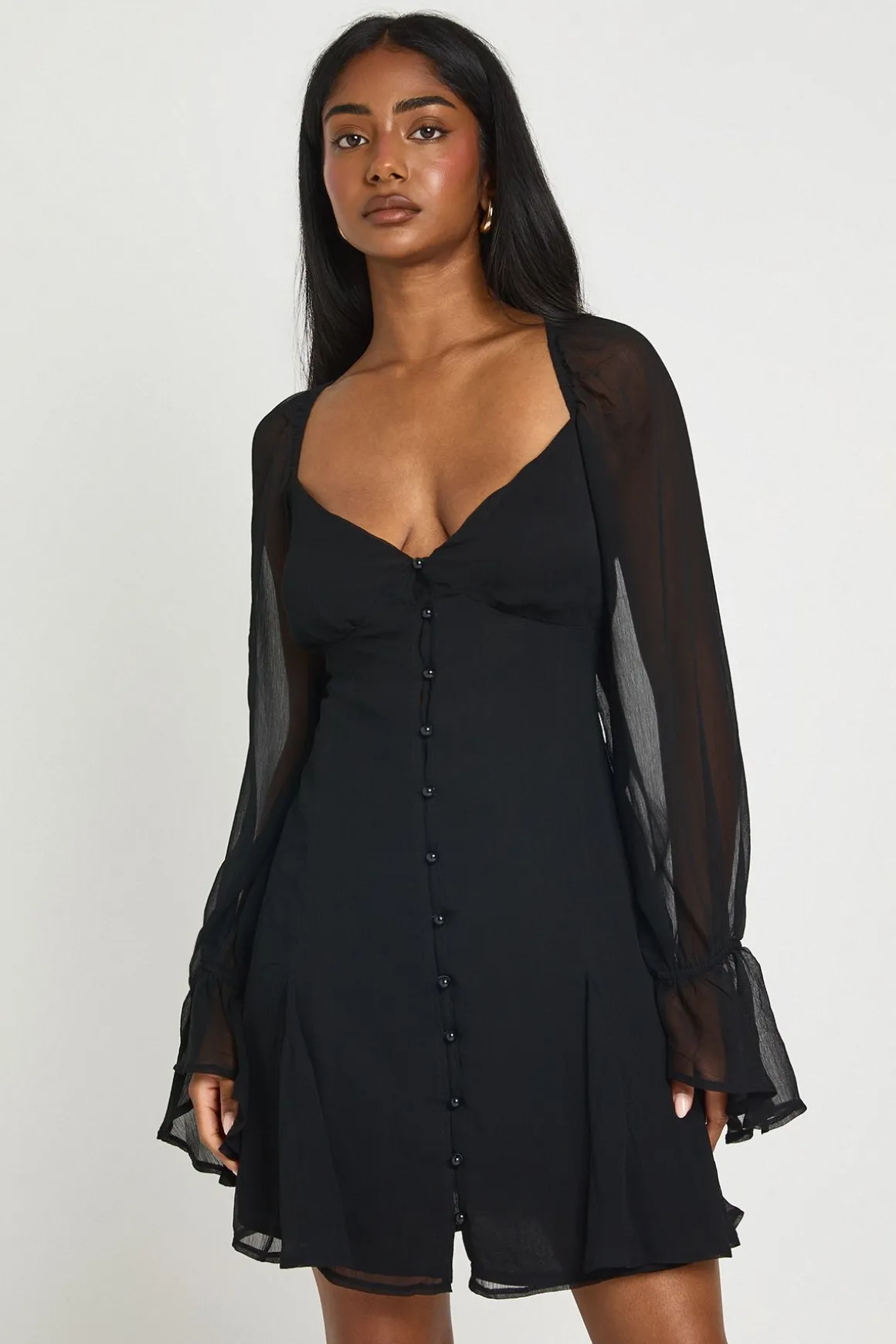 Robe Mini En Mousseline Texturée À Ourlet Godets