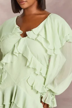 Robe Mini En Mousseline À Volants Grande Taille