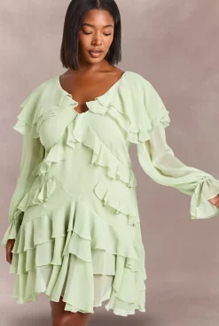 Robe Mini En Mousseline À Volants Grande Taille