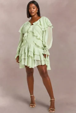 Robe Mini En Mousseline À Volants Grande Taille