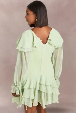 Robe Mini En Mousseline À Volants Grande Taille