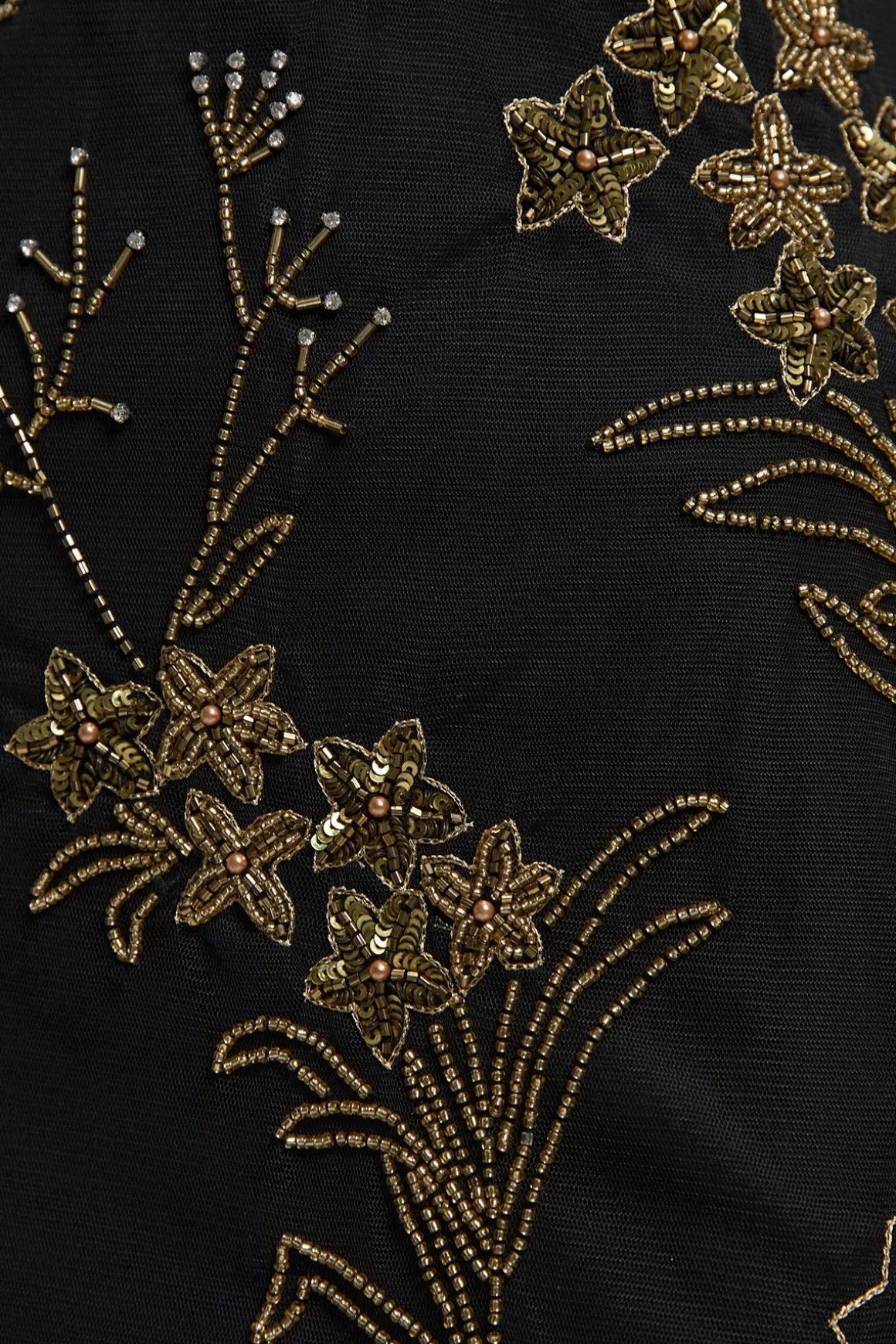 Robe Mini en Organdi Tissé Ornée d'Appliqués Floraux