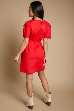 Dorothy Perkins Robe Mini En Popeline Avec Jupe Portefeuille Et Bordure En Dentelle Petite Taille<Femme Satin Et Dentelle|Robes