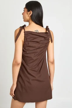 Robe Mini En Popeline À Bretelles Nouées Pour Grande Taille