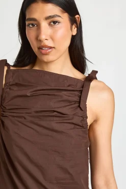 Robe Mini En Popeline À Bretelles Nouées Pour Grande Taille