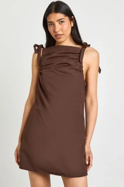 Robe Mini En Popeline À Bretelles Nouées Pour Grande Taille