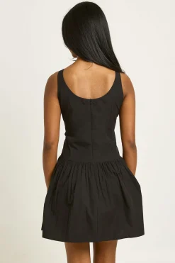 Robe Mini En Popeline De Coton À Encolure Bateau Avec Boutonnage