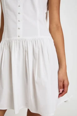 boohoo Robe Mini En Popeline De Coton À Encolure Bateau Boutonnée<Femme Robes Patineuses|Robes