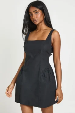 Robe Mini En Popeline À Encolure Carrée Et Jupe Ample