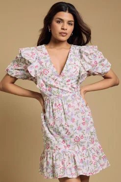 Dorothy Perkins Robe Mini En Popeline À Manches Bouffantes Et Volants Aux Épaules Petite<Femme Robes|Toutes Les Robes