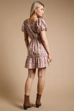 Robe Mini En Popeline À Manches Bouffantes Et Nœud Devant