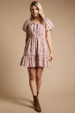 Robe Mini En Popeline À Manches Bouffantes Et Nœud Devant