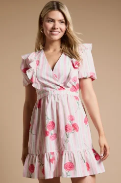 Robe Mini En Popeline À Épaules Volantées Et Manches Bouffantes