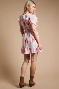 Robe Mini En Popeline À Épaules Volantées Et Manches Bouffantes
