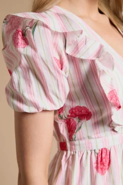 Robe Mini En Popeline À Épaules Volantées Et Manches Bouffantes