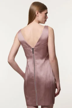 KarenMillen Robe mini en satin de viscose structurée, coupée sur mesure avec détail de couture<Femme Tailleurs|Satin Et Dentelle