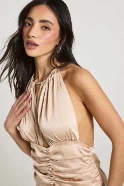 Robe Mini En Satin À Détails Froncés