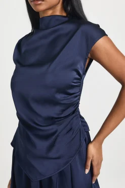 Robe Mini en Satin à Détails Froncés