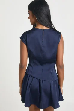 Robe Mini en Satin à Détails Froncés