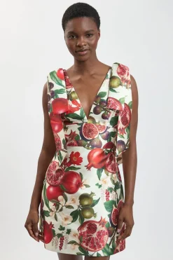 Robe Mini En Sergé À Imprimé Fruits Et Épaules Nouées Petite