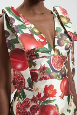 Robe Mini En Sergé À Imprimé Fruits Et Épaules Nouées Petite