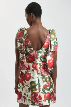 Robe Mini En Sergé À Imprimé Fruits Et Épaules Nouées Petite