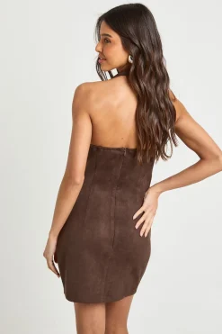 Robe mini en synthétique avec détail de nœud