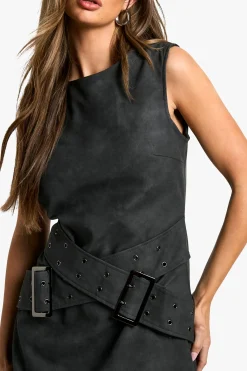 boohoo Robe mini en synthétique à double ceinture<Femme Toutes Les Robes|Robes
