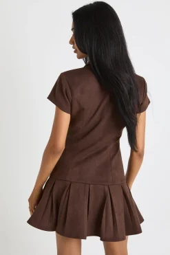 Robe mini en synthétique à ourlet plissé