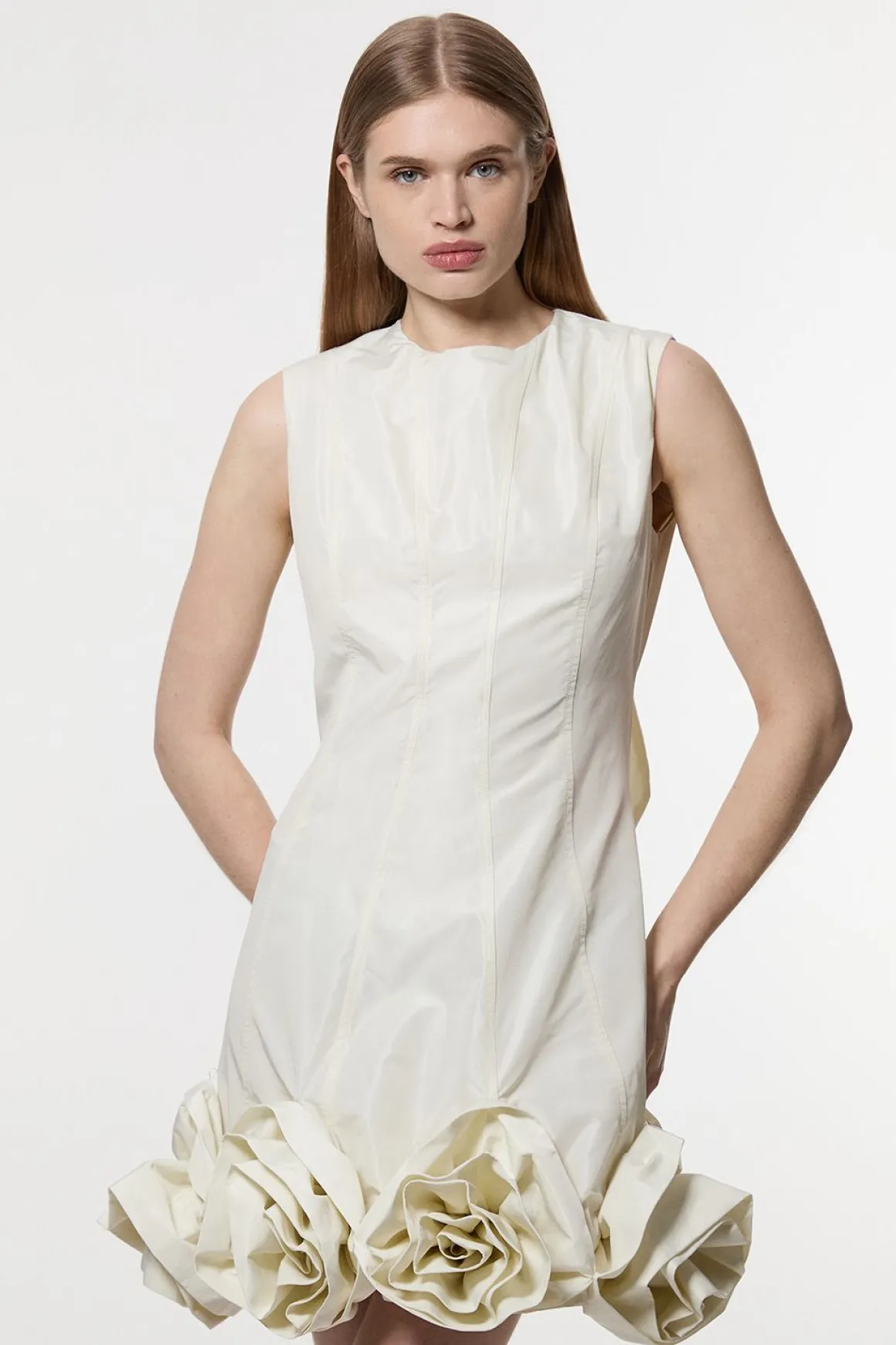 Robe mini en taffetas Drama tissée avec rosette et détail de nœud