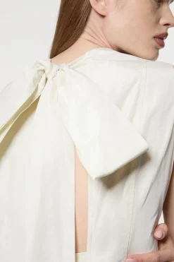 Robe mini en taffetas Drama tissée avec rosette et détail de nœud