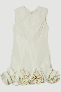 Robe mini en taffetas Drama tissée avec rosette et détail de nœud