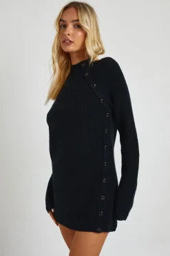 Robe mini en tricot avec détails boutons