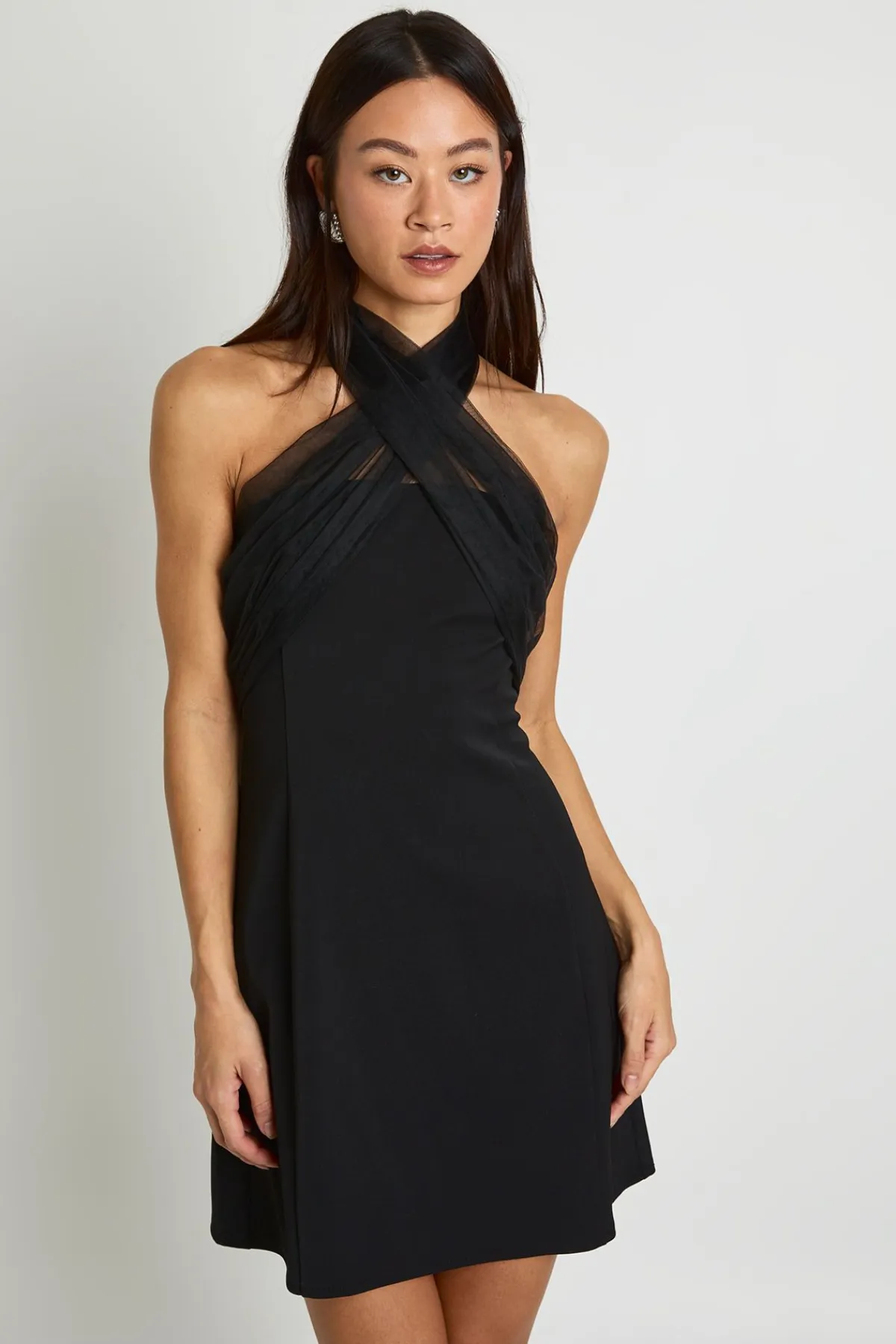 boohoo Robe Mini En Tulle À Encolure Dos-nu Pour Grandes Tailles<Femme Robes Moulantes|Robes